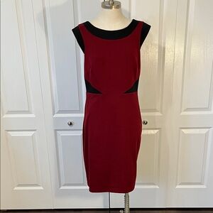 Connect Apparel burgundy and black accent classy dress.